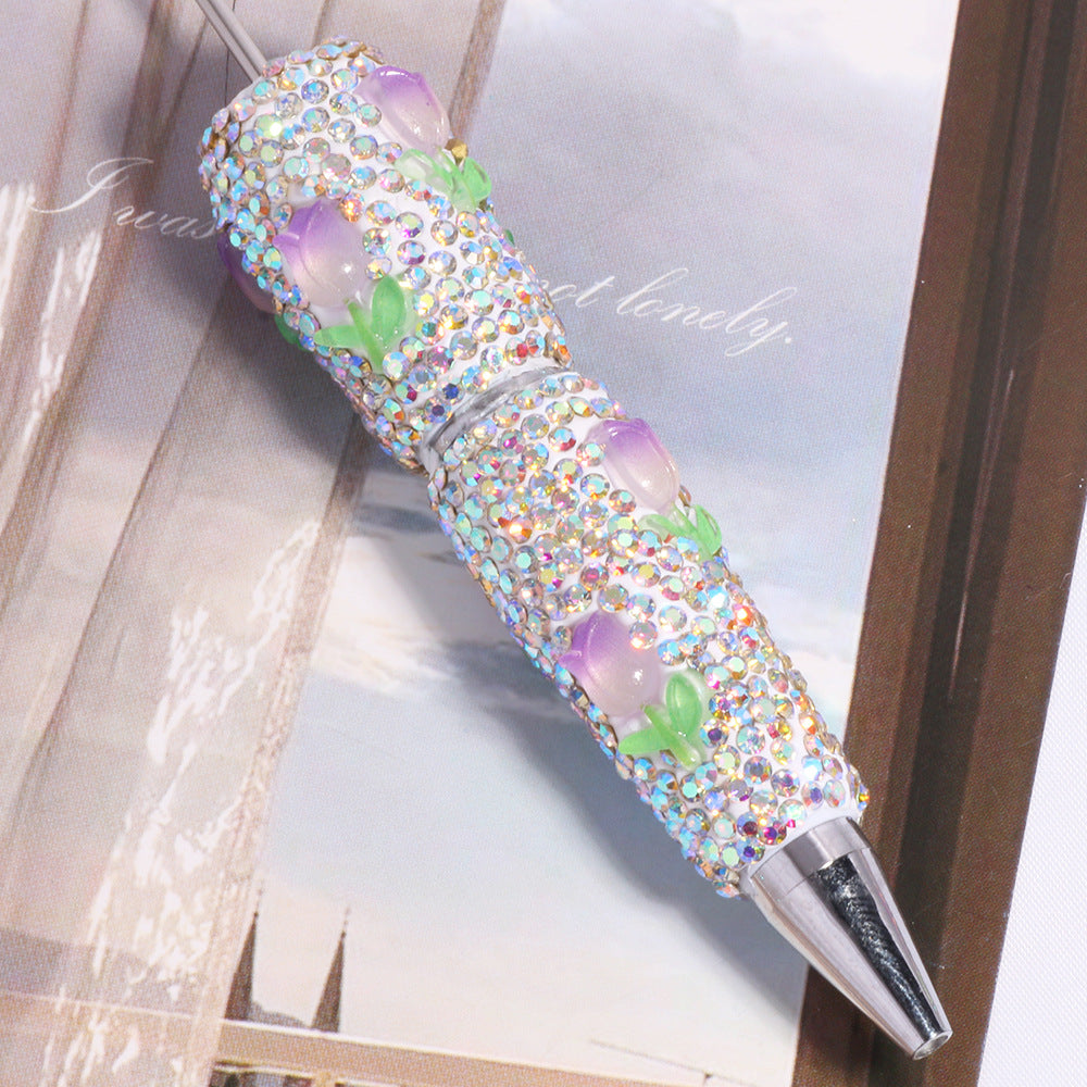 Wholesale wholesale beadable pens  flower diamond pen full diamond bead pen DIY